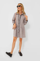 Frost Gray Printed Cotton Mini Shirt Dress